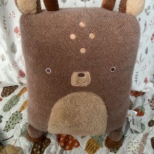 Bunnies by the Bay Brown Knit Bear Pillow with Tan Face